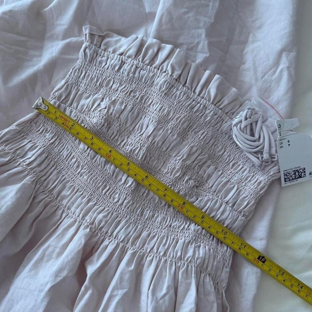 cream midi dress cottagecore smocked NWT H&M womens small‎ - Picture 4 of 4
